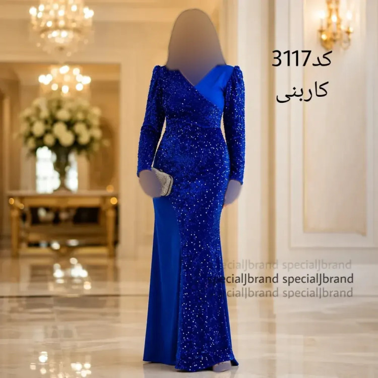 پیراهن ماکسی مجلسی زنانه مدل ریچل جنس کرپ کش و پولک مخمل سایز 40 تا 52