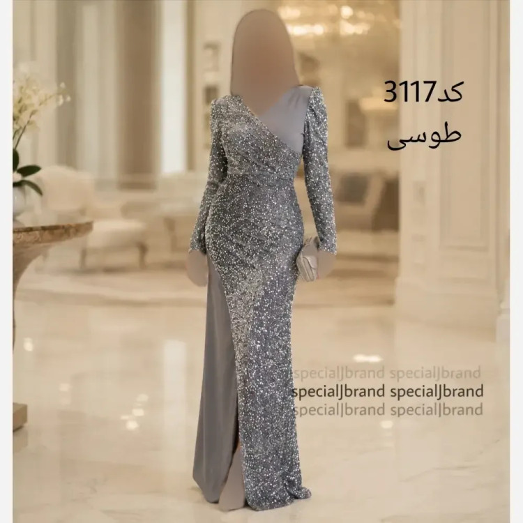 پیراهن ماکسی مجلسی زنانه مدل ریچل جنس کرپ کش و پولک مخمل سایز 40 تا 52