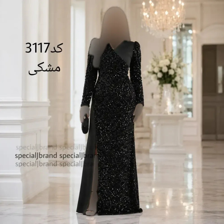 پیراهن ماکسی مجلسی زنانه مدل ریچل جنس کرپ کش و پولک مخمل سایز 40 تا 52