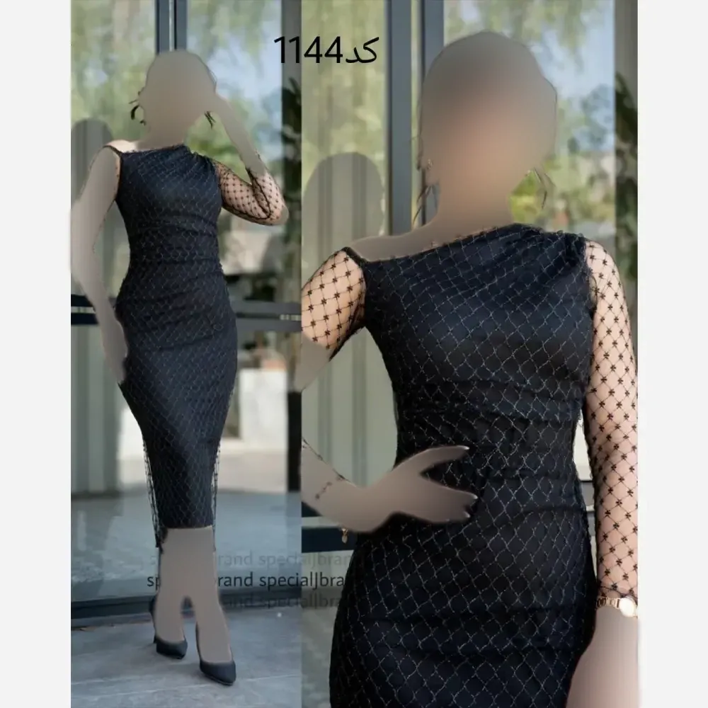 تونیک زنانه مجلسی مدل سوژین لوزی جنس تور شایندار قد 125