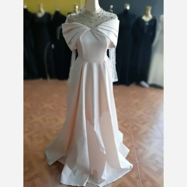 پیراهن ماکسی مجلسی زنانه مدل یکتا ساتن آمریکایی نگیندار سایز 38 تا 50