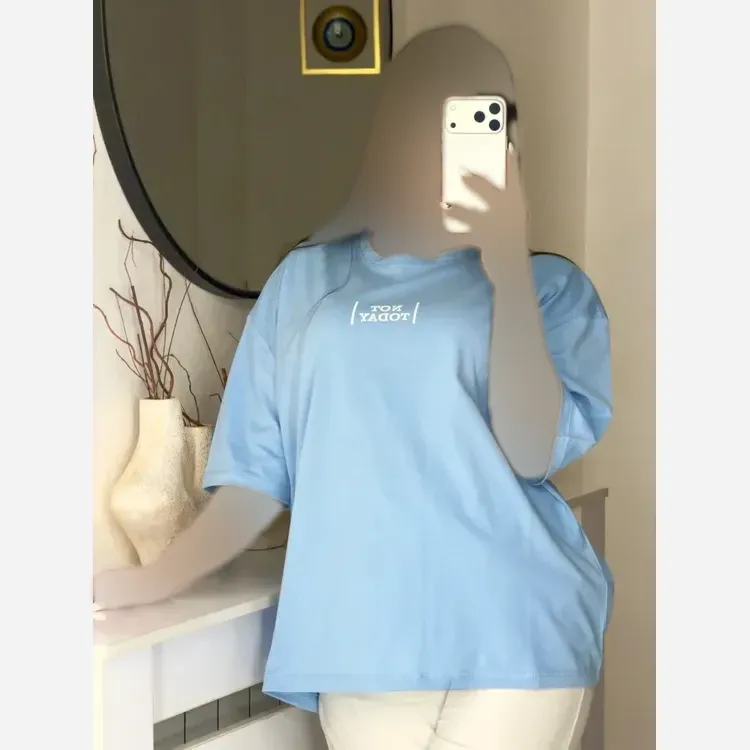 تیشرت باکسی زنانه طرح NOT TODAY جنس سوپر پنبه فری سایز