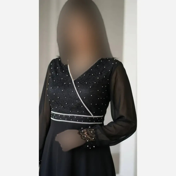 پیراهن مجلسی زنانه حریر و دانتل مشکی سایز بزرگ مدل غزل سایز 50 تا 62