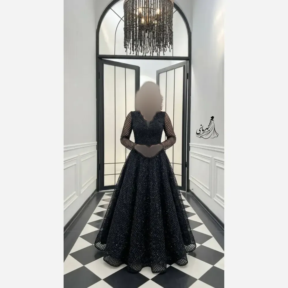 پیراهن مجلسی زنانه مدل زرین دانتل چمنی سنگدوزی شده سایز 40 تا 58