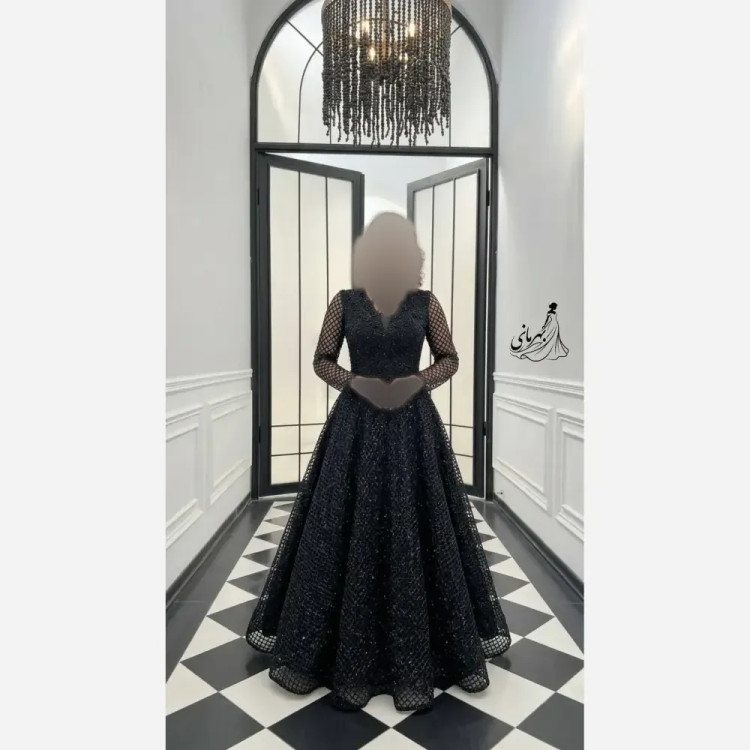 پیراهن مجلسی زنانه مدل زرین دانتل چمنی سنگدوزی شده سایز 40 تا 58
