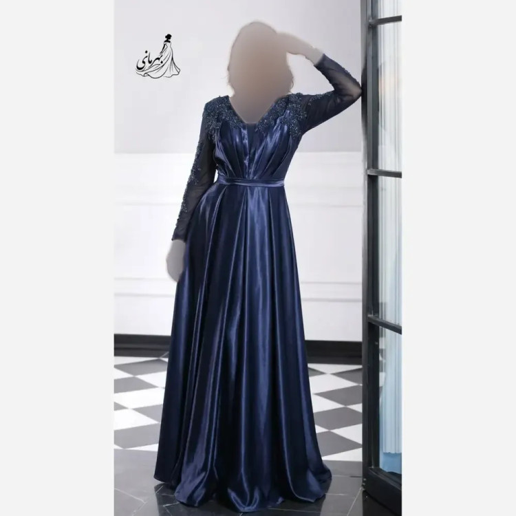 پیراهن مجلسی زنانه مدل شکوفه ساتن ال ایکس سنگدوزی شده سایز 42 تا 56