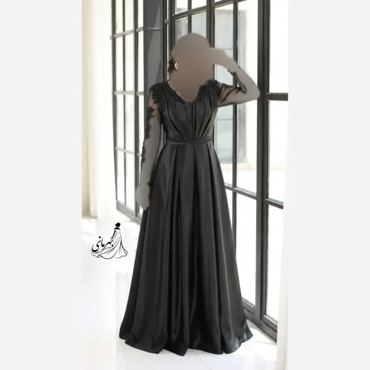 پیراهن مجلسی زنانه مدل شکوفه ساتن ال ایکس سنگدوزی شده سایز 42 تا 56