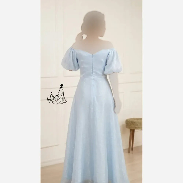 پیراهن مجلسی زنانه مدل سیندرالا عروسکی تور ارگانزا سنگدوزی شده با کاپ سینه