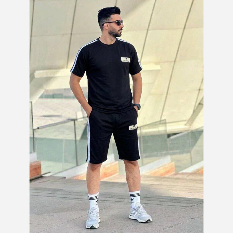 ست تیشرت و شلوارک مردانه Balenciaga جنس پنبه گلکسی سایز L تا 3XL