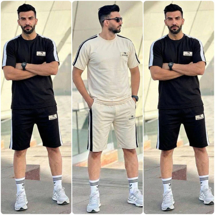 ست تیشرت و شلوارک مردانه Balenciaga جنس پنبه گلکسی سایز L تا 3XL