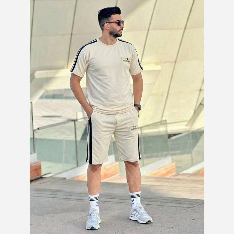 ست تیشرت و شلوارک مردانه Balenciaga جنس پنبه گلکسی سایز L تا 3XL