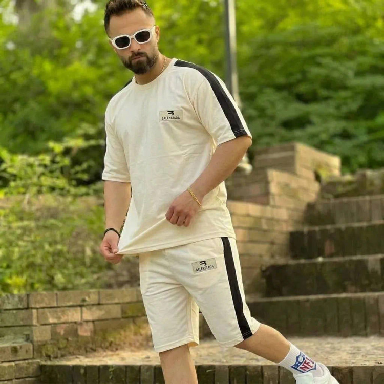 ست تیشرت و شلوارک مردانه Balenciaga جنس پنبه گلکسی سایز L تا 3XL