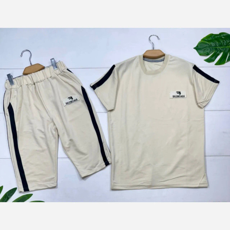 ست تیشرت و شلوارک مردانه Balenciaga جنس پنبه گلکسی سایز L تا 3XL