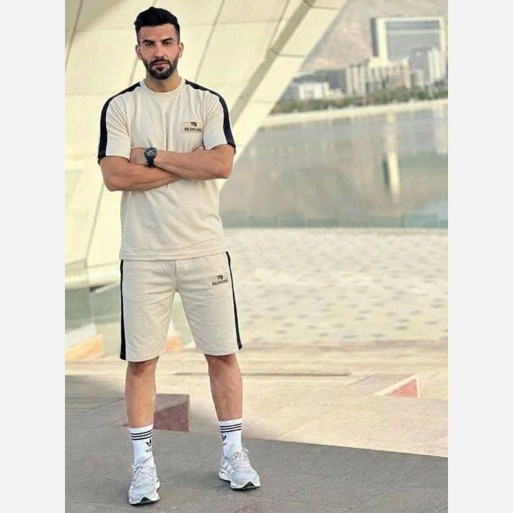 ست تیشرت و شلوارک مردانه Balenciaga جنس پنبه گلکسی سایز L تا 3XL