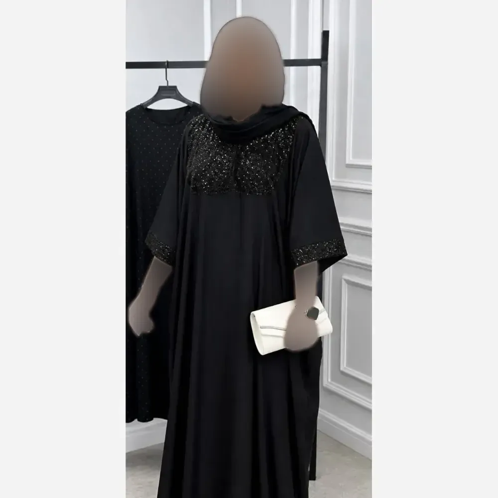 عبا زنانه مدل شاهکار جنس بوگاتی درجه یک رنگ مشکی فری سایز 38 تا 50