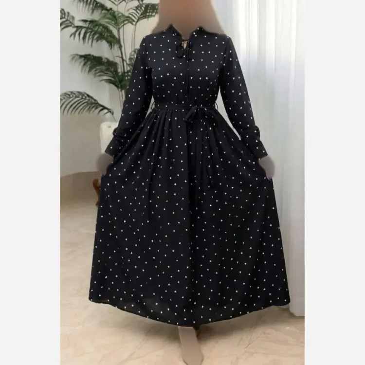 پیراهن زنانه طرح قلبی جنس بوگاتی فری سایز 38 تا 46 رنگ مشکی قلب سفید