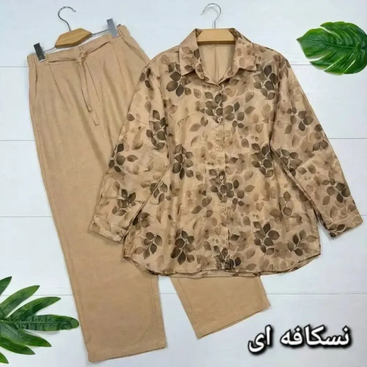 ست مانتو و شلوار زنانه مدل ونوس جنس شانتون درجه یک فری سایز 38 تا 46