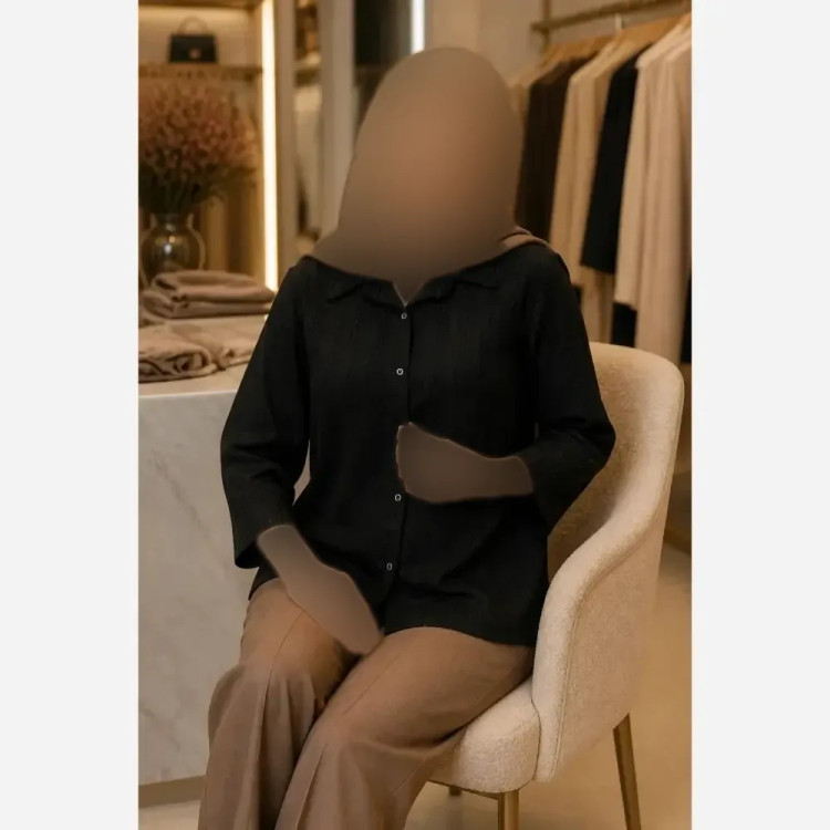 تیشرت لانگ زنانه نخ پنبه مشکی سایز بزرگ فری سایز (40-52)
