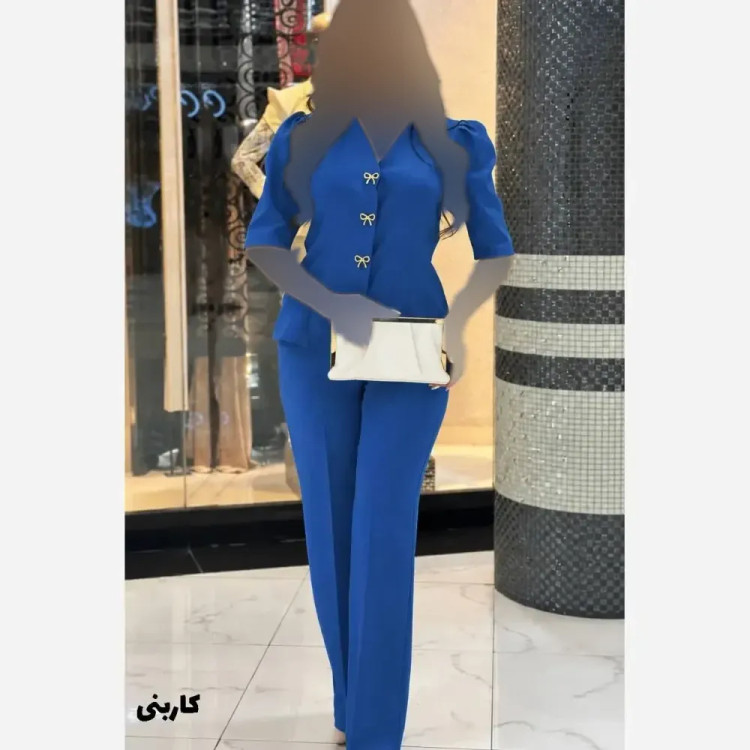 ست شومیز و شلوار زنانه مدل فاخر جنس مازراتی در 10 رنگ متنوع سایز 1 و 2