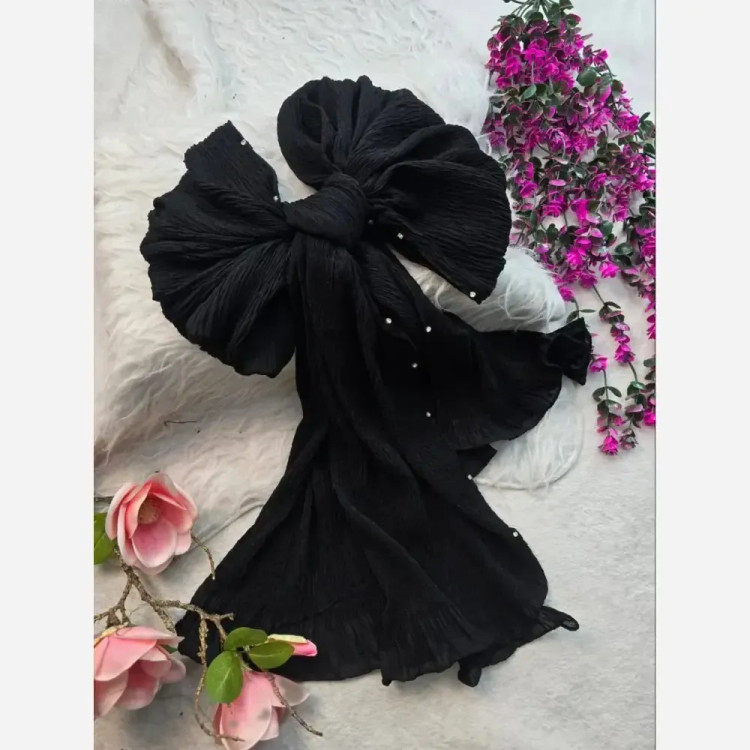 شال مجلسی زنانه طرح درختی دور دانتلی و لب نگین دار سایز 70 در 180 سانتیمتر
