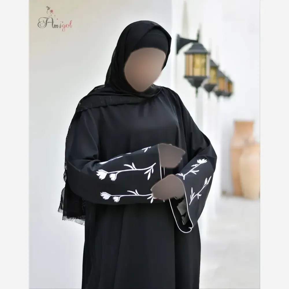 مانتو عبایی زنانه مدل گلسا جنس کرپ ندا اماراتی فری سایز
