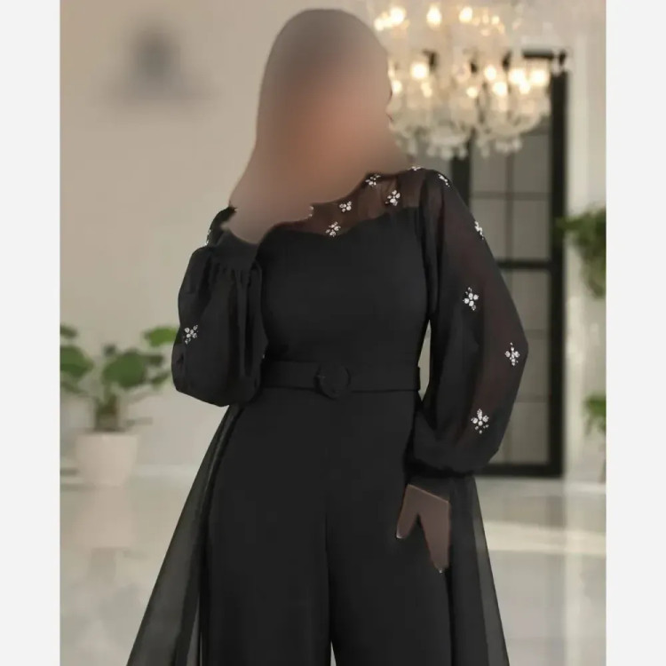 اورال مجلسی زنانه مدل جسیکا جنس کرپ حریر و غواصی نگیندار سایز 38 تا 48