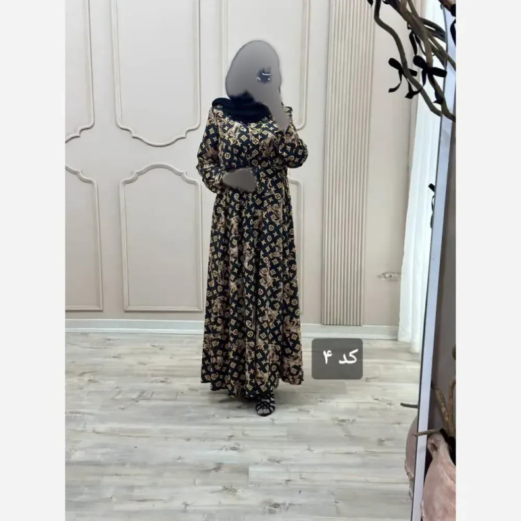 پیراهن ماکسی بلند گلدار مدل اریکا جنس کرپ بوگاتی فری سایز 40 تا 48