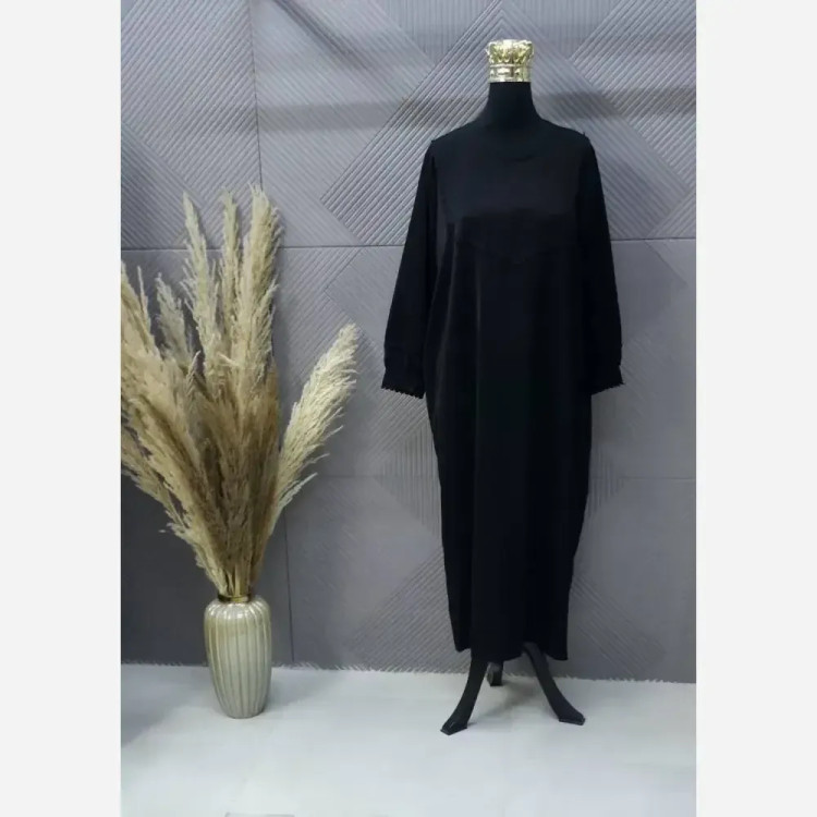 مانتو عبایی مدل مبارکه جنس کرپ اماراتی فری سایز رنگ مشکی