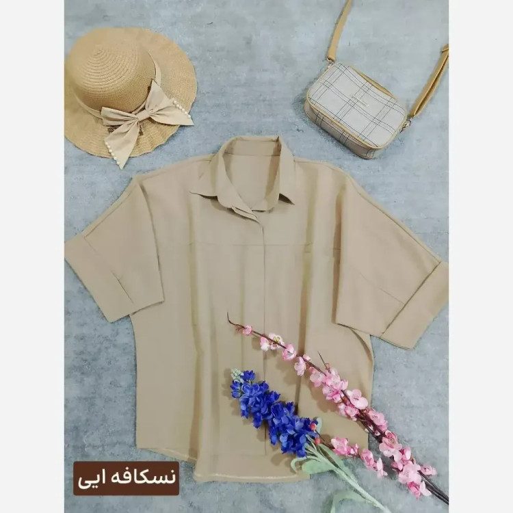 شومیز باکسی زنانه جنس لینن و داکرون فری سایز مناسب 38 تا 46