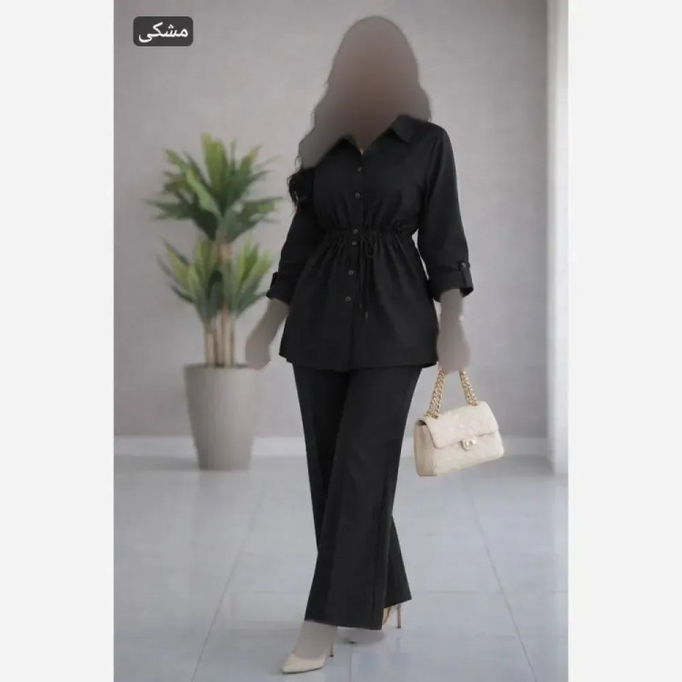 ست مانتو و شلوار زنانه مدل مهلا جنس شانتون گرم بالا فری سایز 38 تا 48