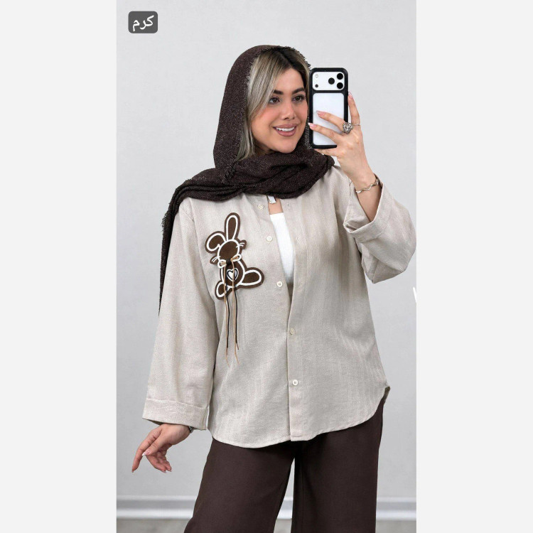 مانتو عروسکی دخترانه طرح خرگوش جنس شانتون صوفیا فری سایز 36 تا 46