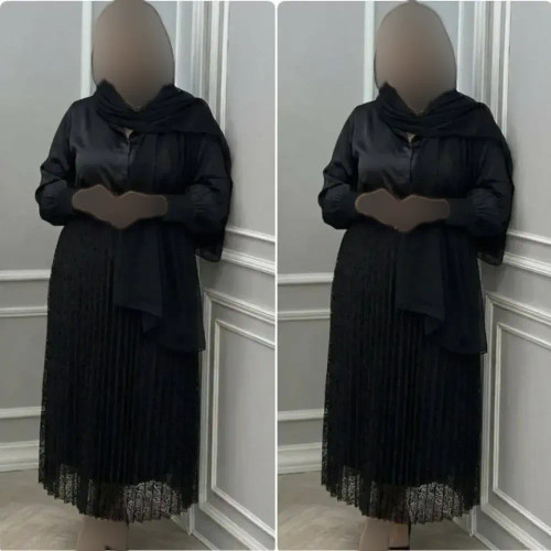 دامن گیپور زنانه مشکی آستردار فری سایز قد 95 سانت