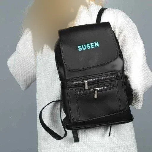 کوله پشتی چرمی زنانه مدل susen رنگ مشکی ابعاد 40 در 35 سانتی متر