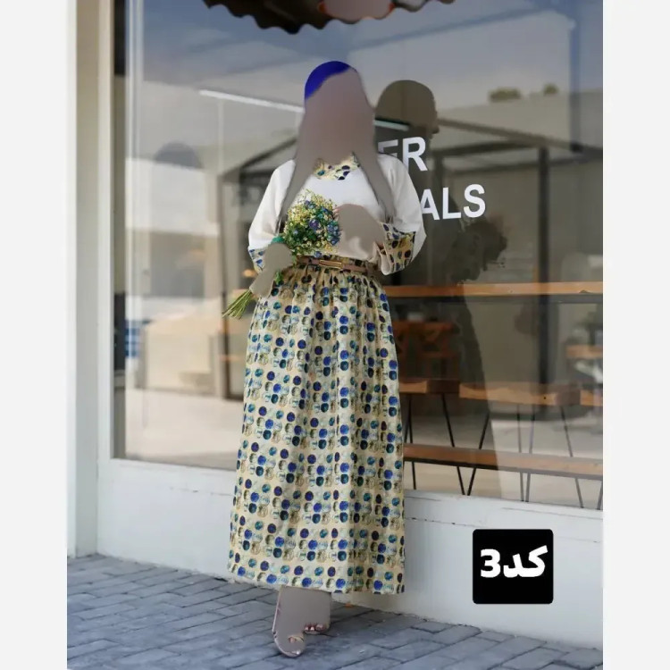 ست 4 تیکه زنانه کاترینا شامل شومیز لنین دامن بوگاتی کیف و کمربند سایز 38 تا 46