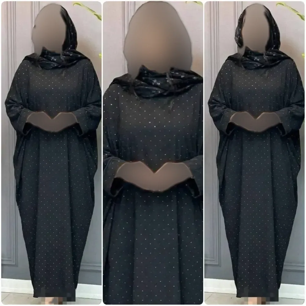 عبا مجلسی زنانه مدل افسانه جنس ساتن الیزه مشکی نگیندار فری سایز