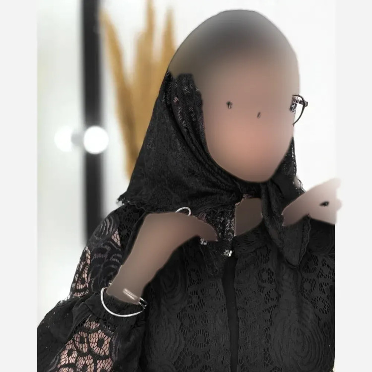 مینی اسکارف توری لبه دانتل مشکی فری سایز قد 40