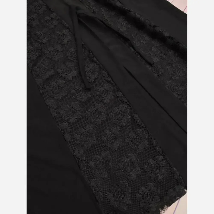 رومانتویی زنانه جنس جودون پنبه با خرجکار گیپور رنگ مشکی فری سایز تا 50
