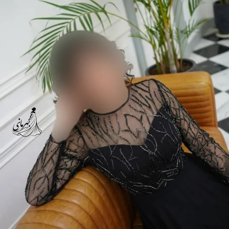 پیراهن مجلسی زنانه مدل حلما جنس حریر سنگدوزی شده سایز بزرگ 46 تا 56