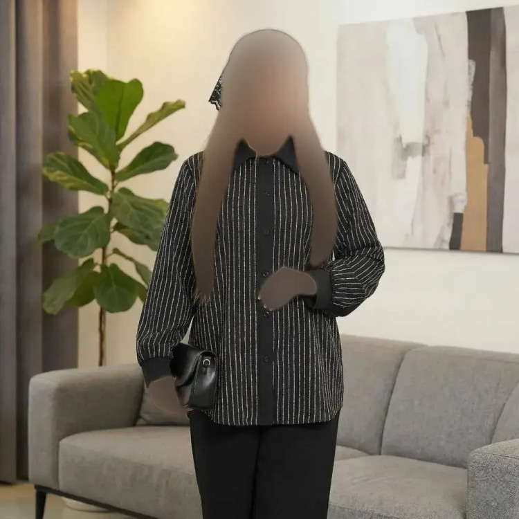 شومیز زنانه مدل سحرناز جنس کرپ الیزه نگیندار دکمهدار سایز 38 تا 60