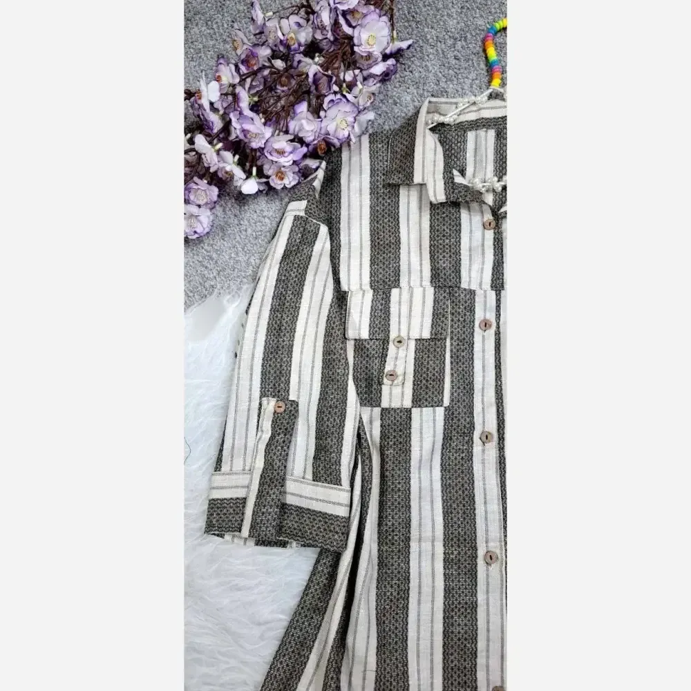 شومیز مانتو نخی هندی مدل جیب صلیبی زنانه در دو رنگ
