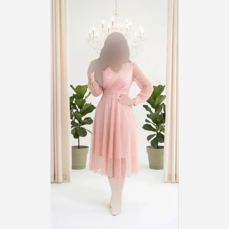 پیراهن زنانه مدل ایسلا جنس فلوک مخمل برجسته قد 120 سایز 42 تا 52
