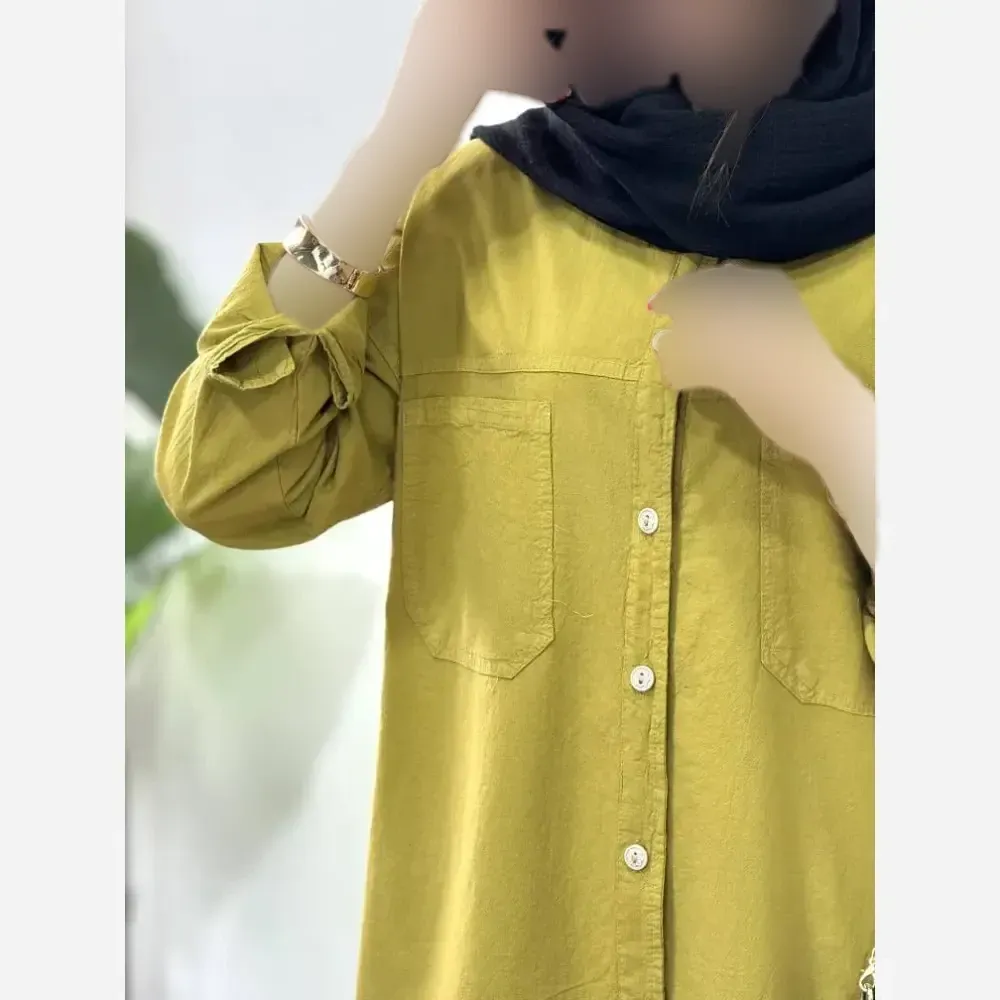 مانتو زنانه مدل روناک جنس لینن پنبه ای فری سایز
