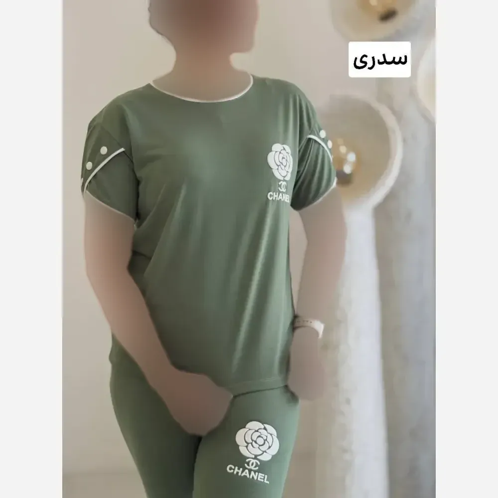 ست تیشرت و شلوار زنانه مدل میقات جنس پنبه گلکسی چاپ پفکی طرح شنل سایز فری 36 تا 46