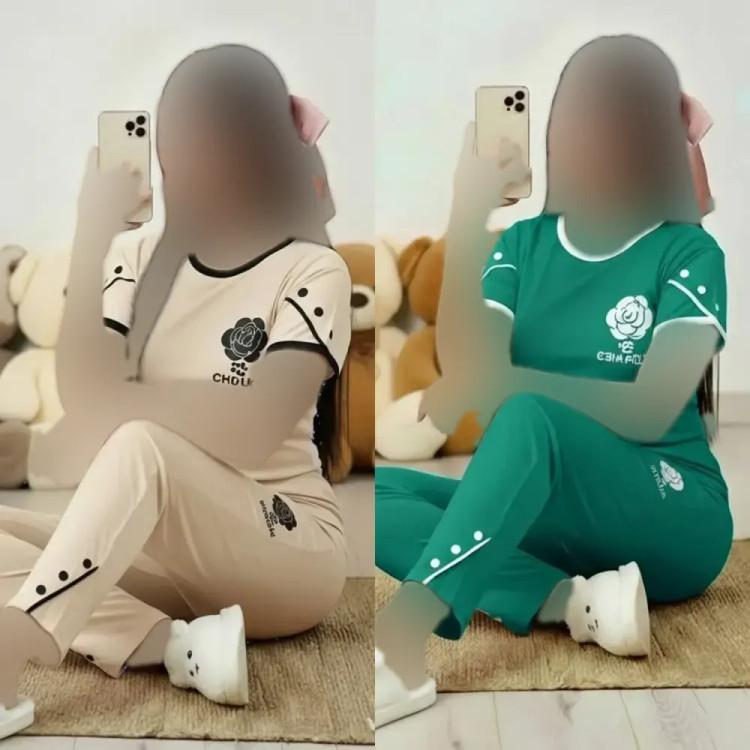 ست تیشرت و شلوار زنانه مدل میقات جنس پنبه گلکسی چاپ پفکی طرح شنل سایز فری 36 تا 46