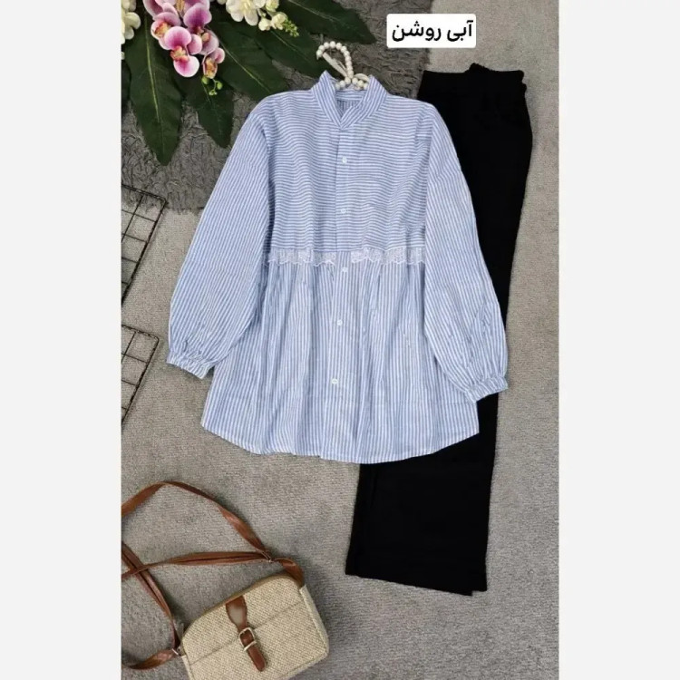 شومیز زنانه مدل آزاده جنس نخی تایوانی فری سایز 36 تا 46