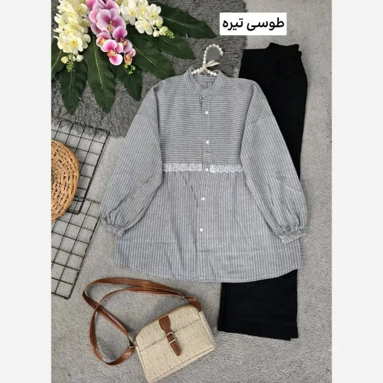 شومیز زنانه مدل آزاده جنس نخی تایوانی فری سایز 36 تا 46