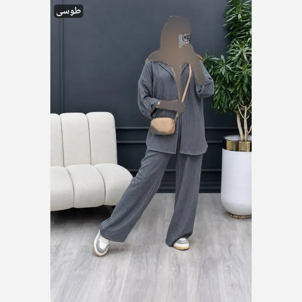 ست شومیز و شلوار زنانه مدل ارغوان جنس سوپر ایوا بارونی فری سایز