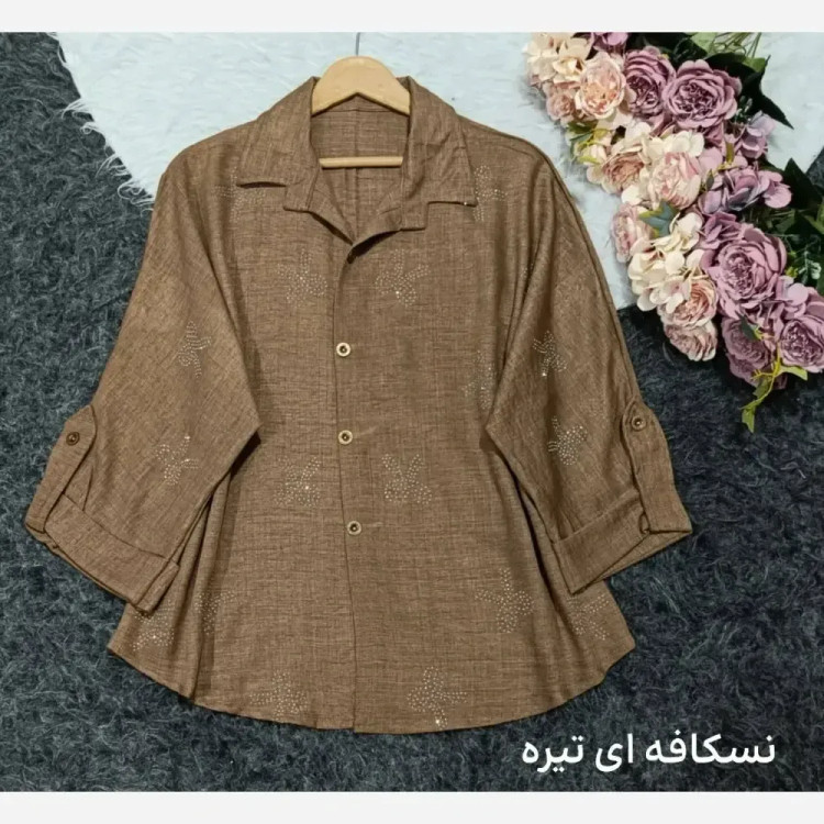 شومیز مانتویی نگیندار زنانه جنس صوفیا فری سایز