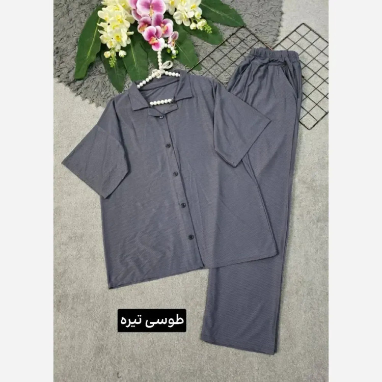 ست بلوز و شلوار زنانه مدل کاوه جنس پارچه بیسکویتی فری سایز 36 تا 46