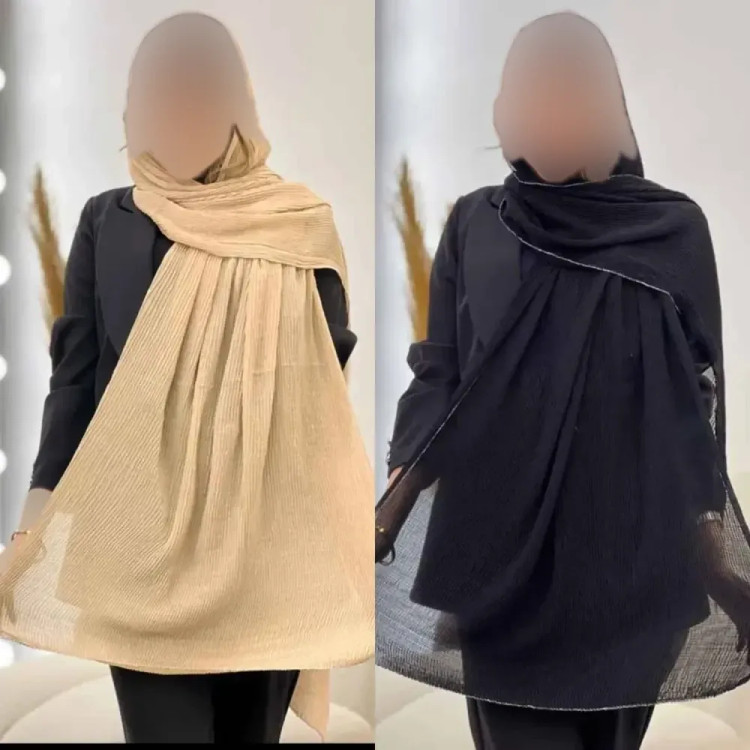 شال پلیسه لمه دوزی قواره بزرگ 75 در 175 سانتی متر